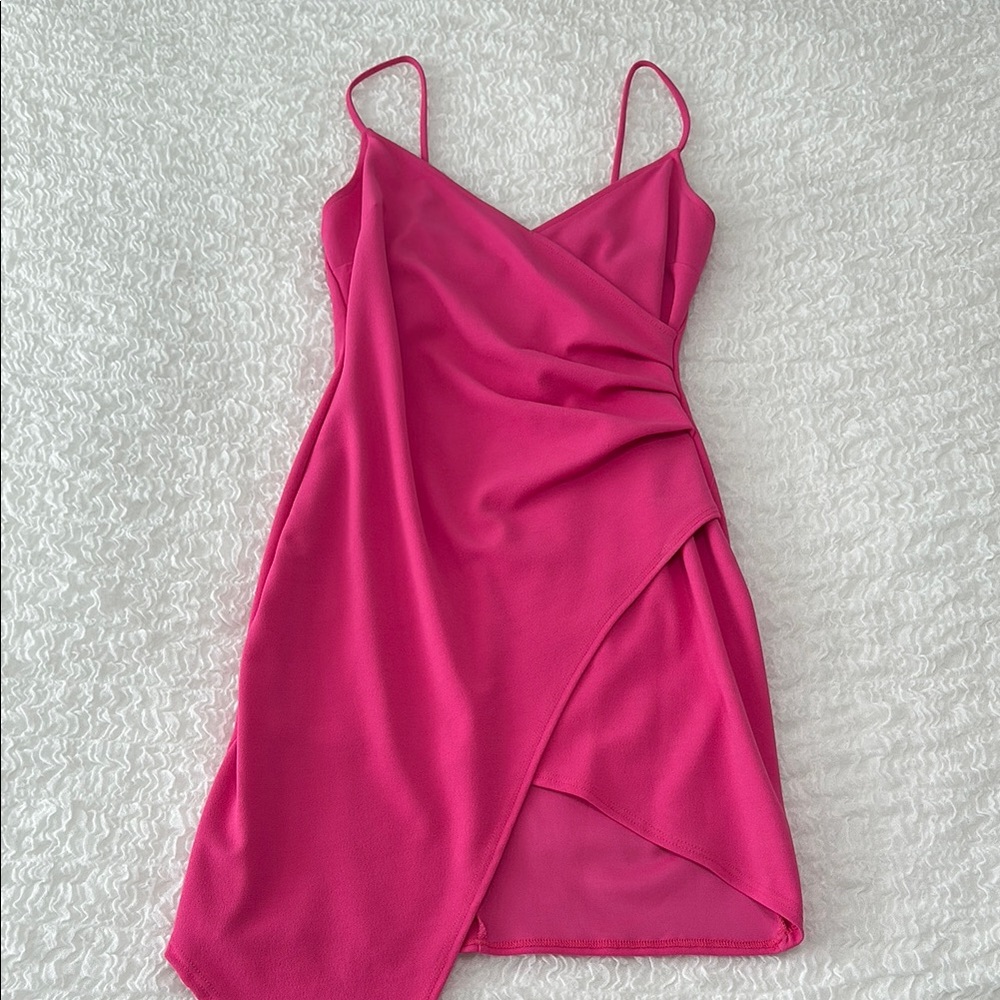 Hot Pink Wrap Style Dress